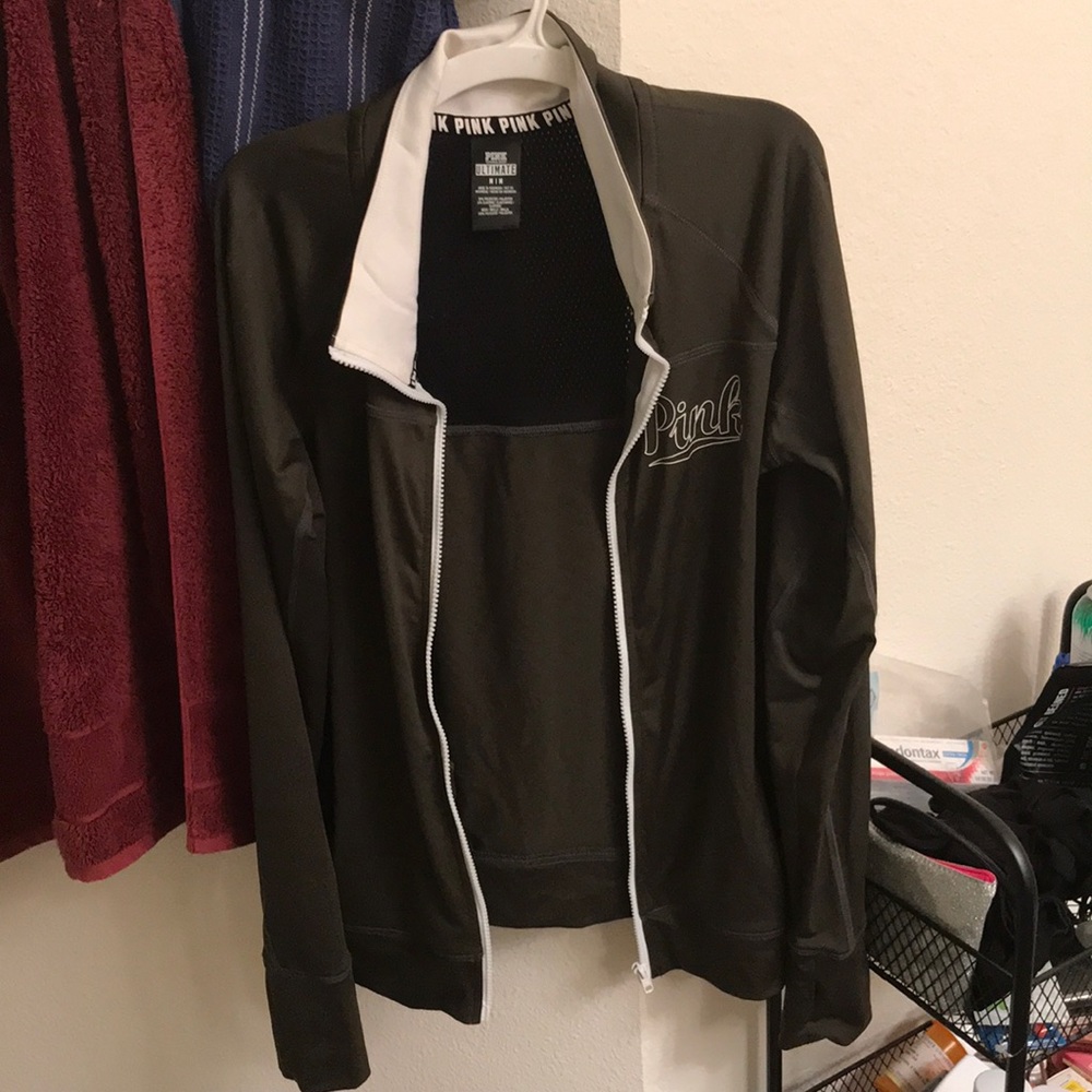 PINK Olive green track jacket.